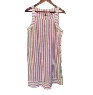 For Cynthia Linen Blend Multicolor Striped Midi Dress